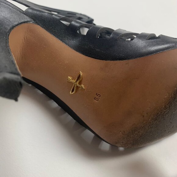 Pour La Victoire Black Strappy High Heel Sandals 8.5 Tie Laces Stiletto - Picture 3 of 9